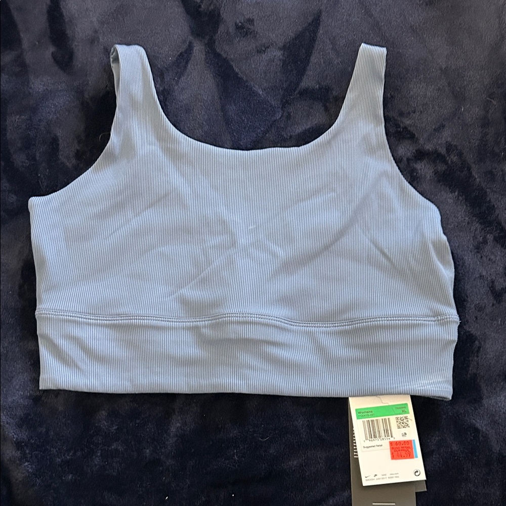 Light Blue Ribbed Sports Bra